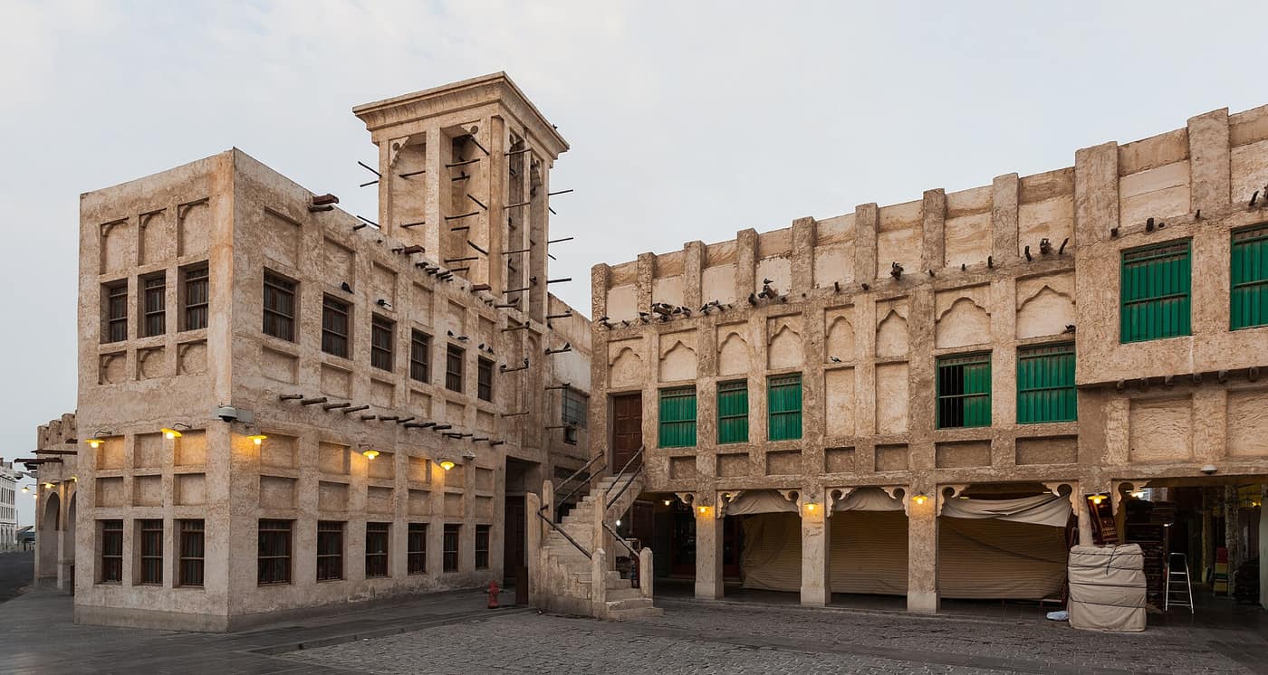 Wind-tower buildings in Souq Waqif, Doha