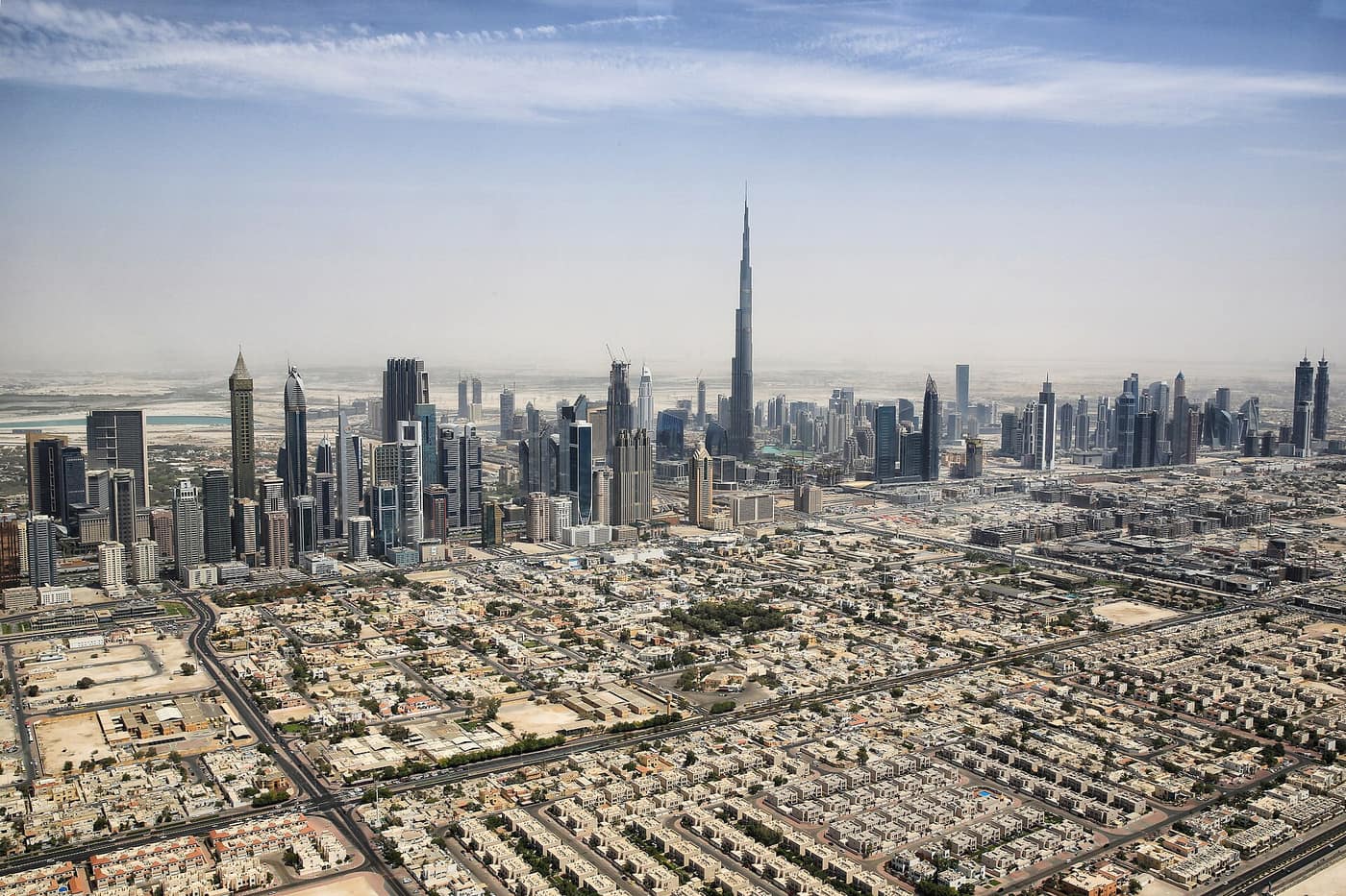 The Burj Khalifa above the Dubai skyline