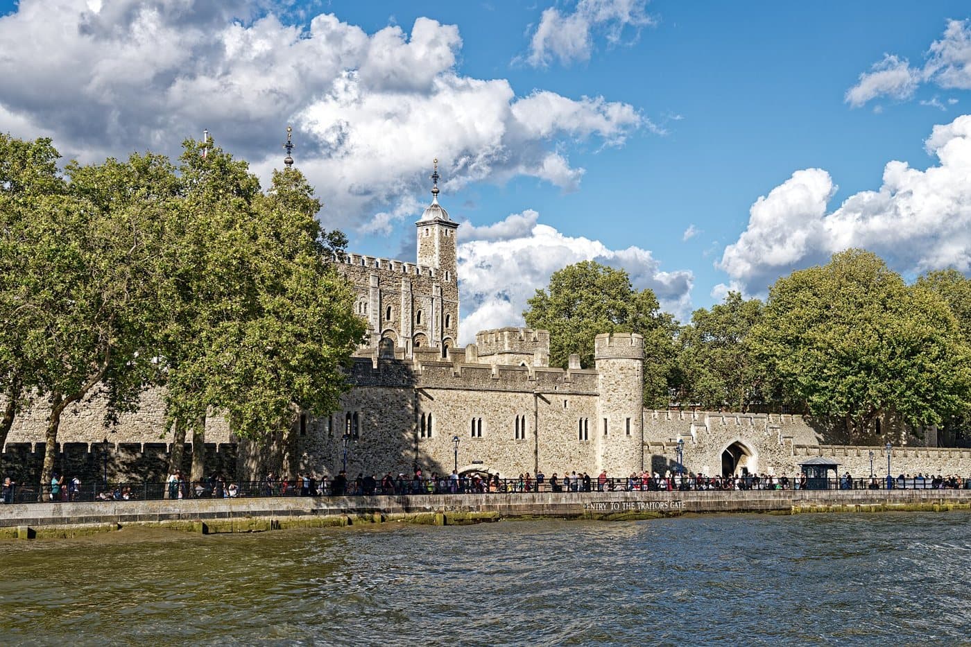 The White Tower at the Tower of London, seen from the Thames