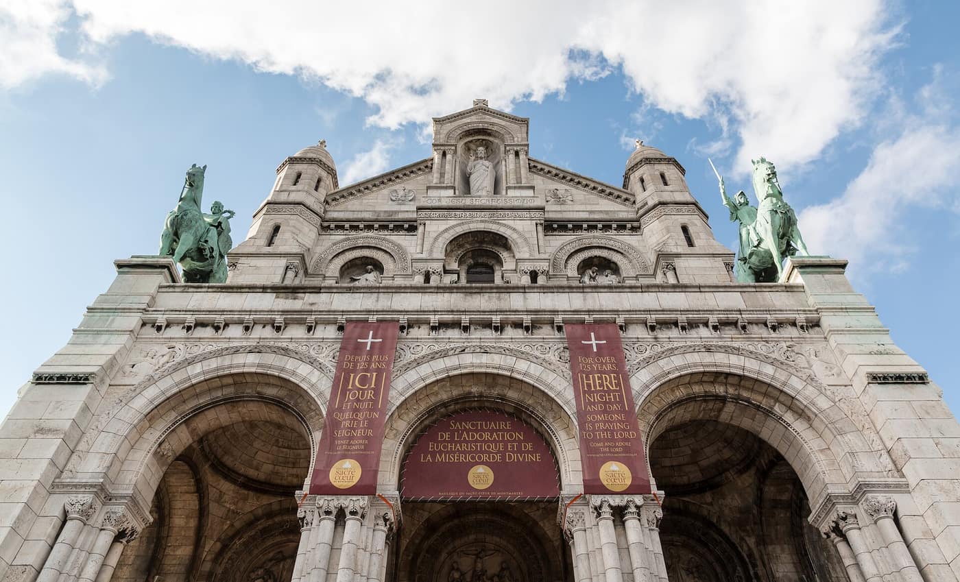 The façade of Sacré-Cœur on Montmartre in Paris